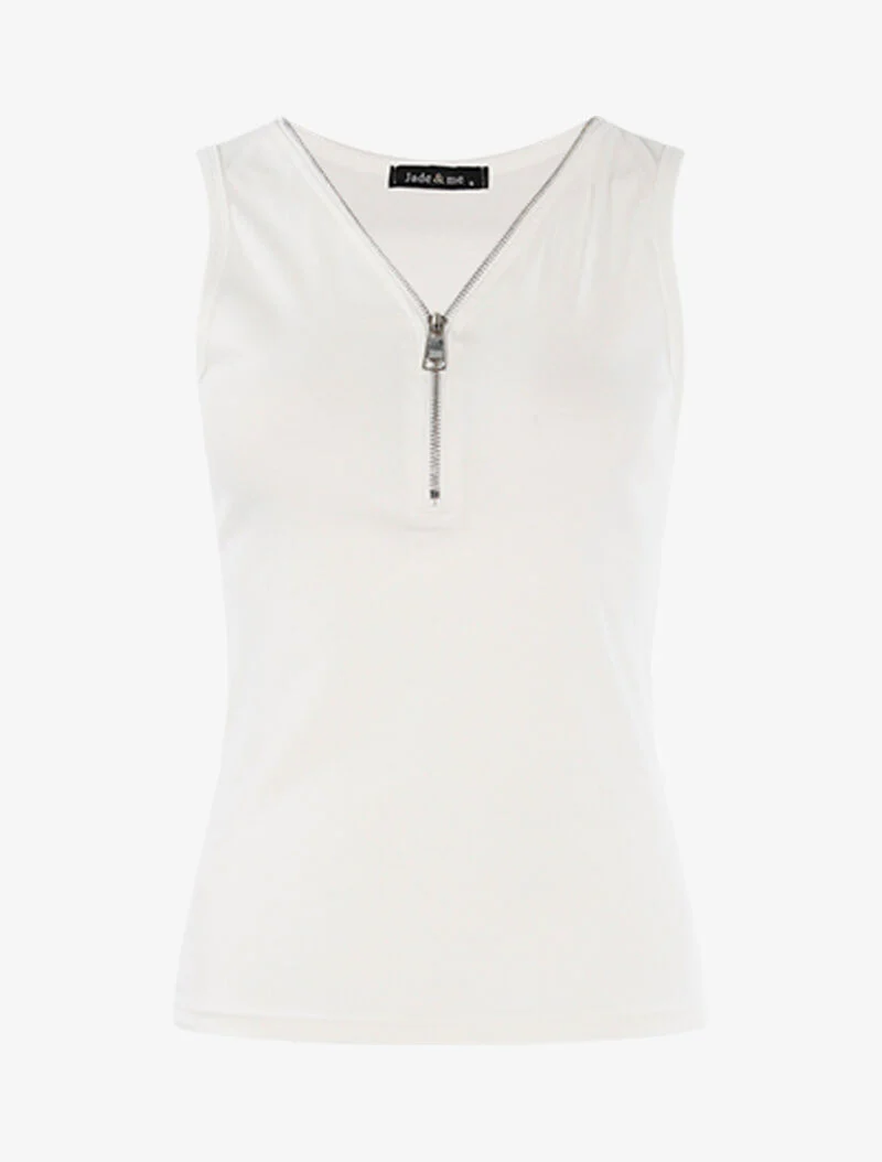 Top stretch met ritssluiting bij de hals - wit