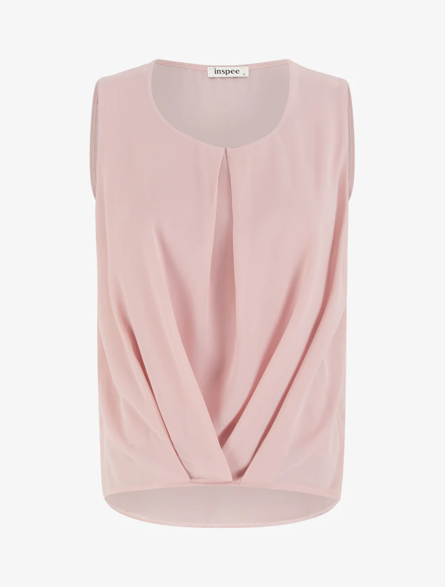 Top van voile met drapeereffect - Roos