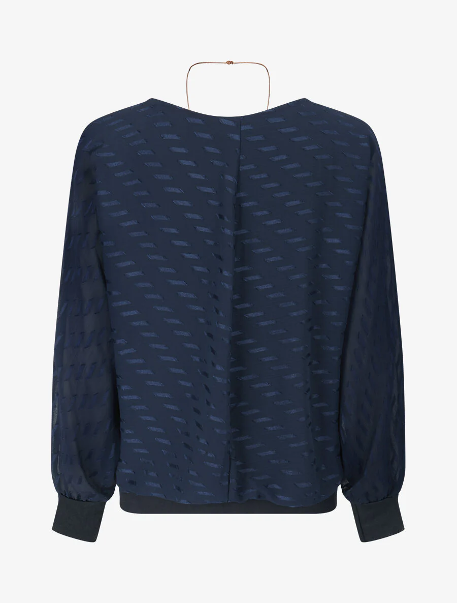 Top van voile met geometrisch patroon - Donkerblauw - Image 2