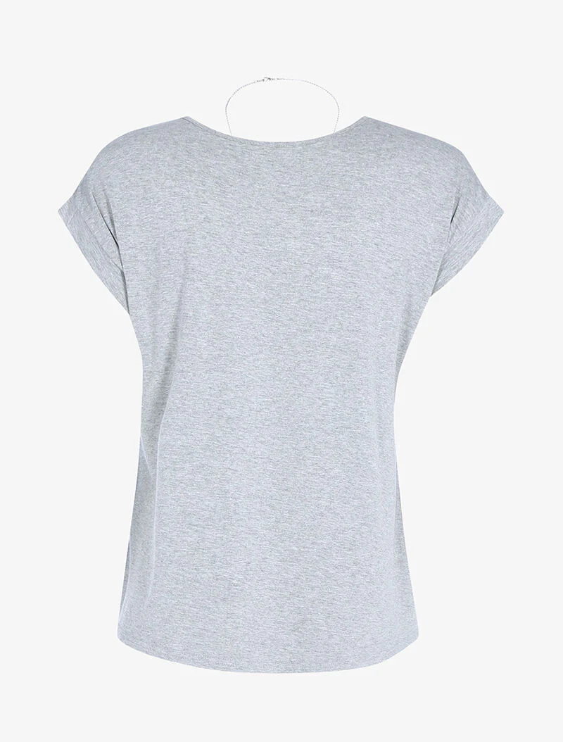 Vloeiende top met ketting - lichtgrijs - Image 2