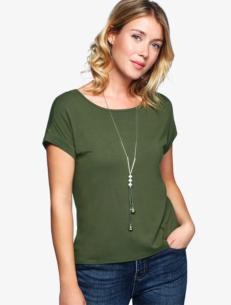 Vloeiende top met ketting - kaki - Image 3