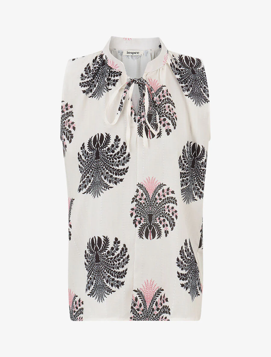 Top zonder mouwen met fantasieprint - Zwart