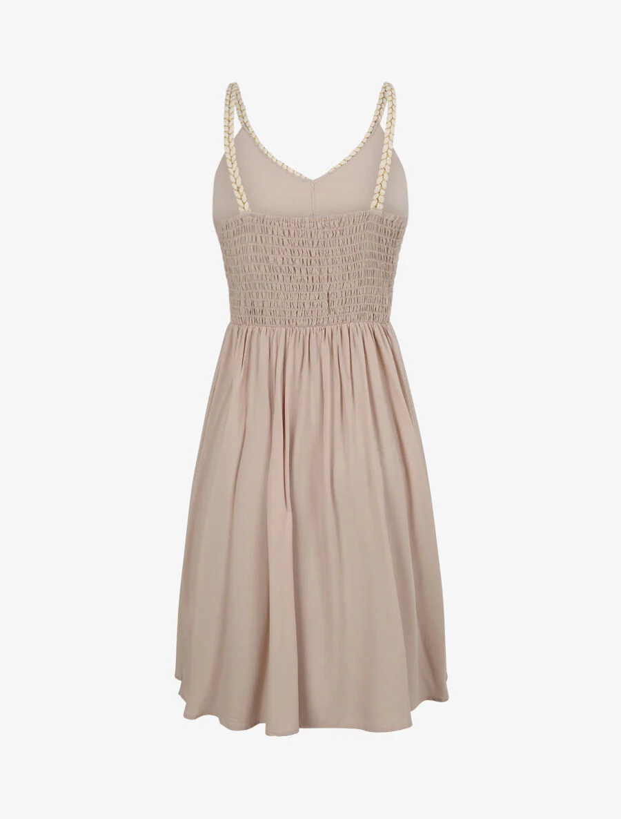 Touwstijl schouderbandjes jurk - Beige - Image 2