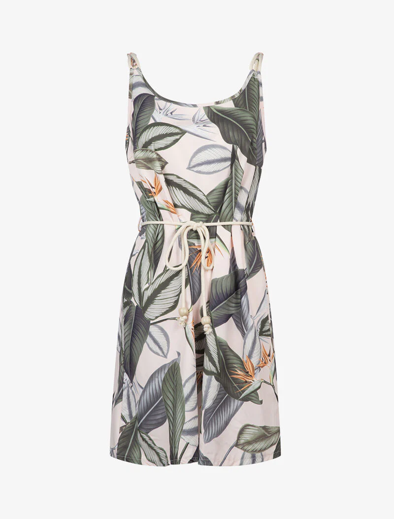 Trapeze jurk met bladerenprint - roze
