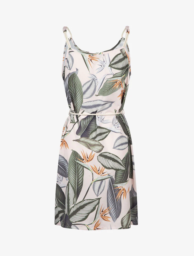 Trapeze jurk met bladerenprint - roze - Image 2