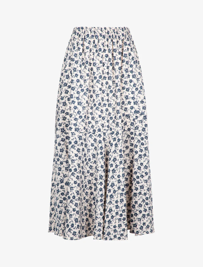 Bloemen trapeze rok - ecru