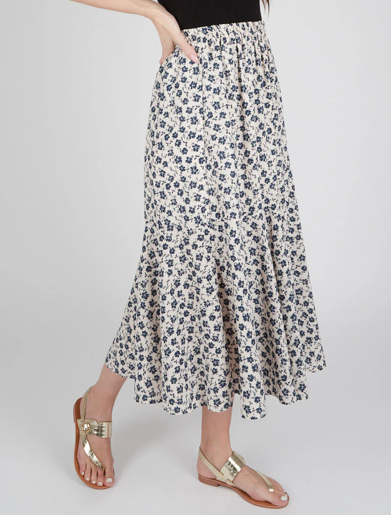 Bloemen trapeze rok - ecru - Image 3