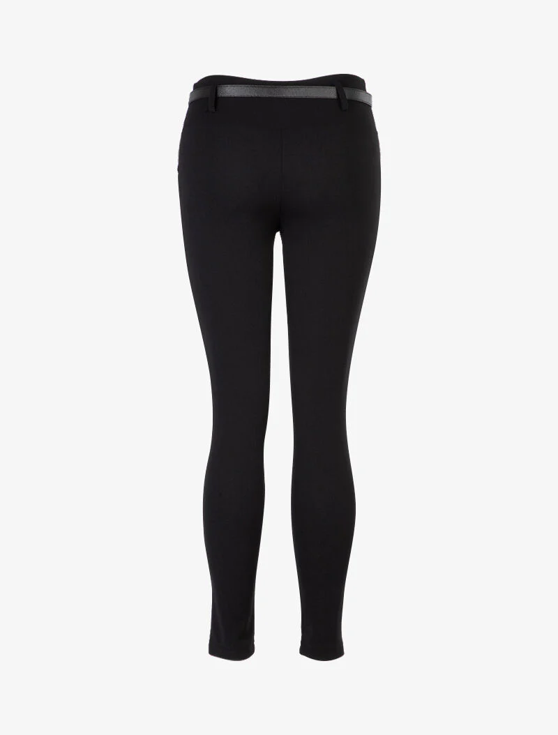 Tregging met imitatie riem - zwart - Image 2