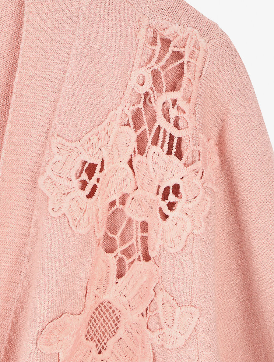 Cache-coeur trui met kanten detail - Roze - Image 3