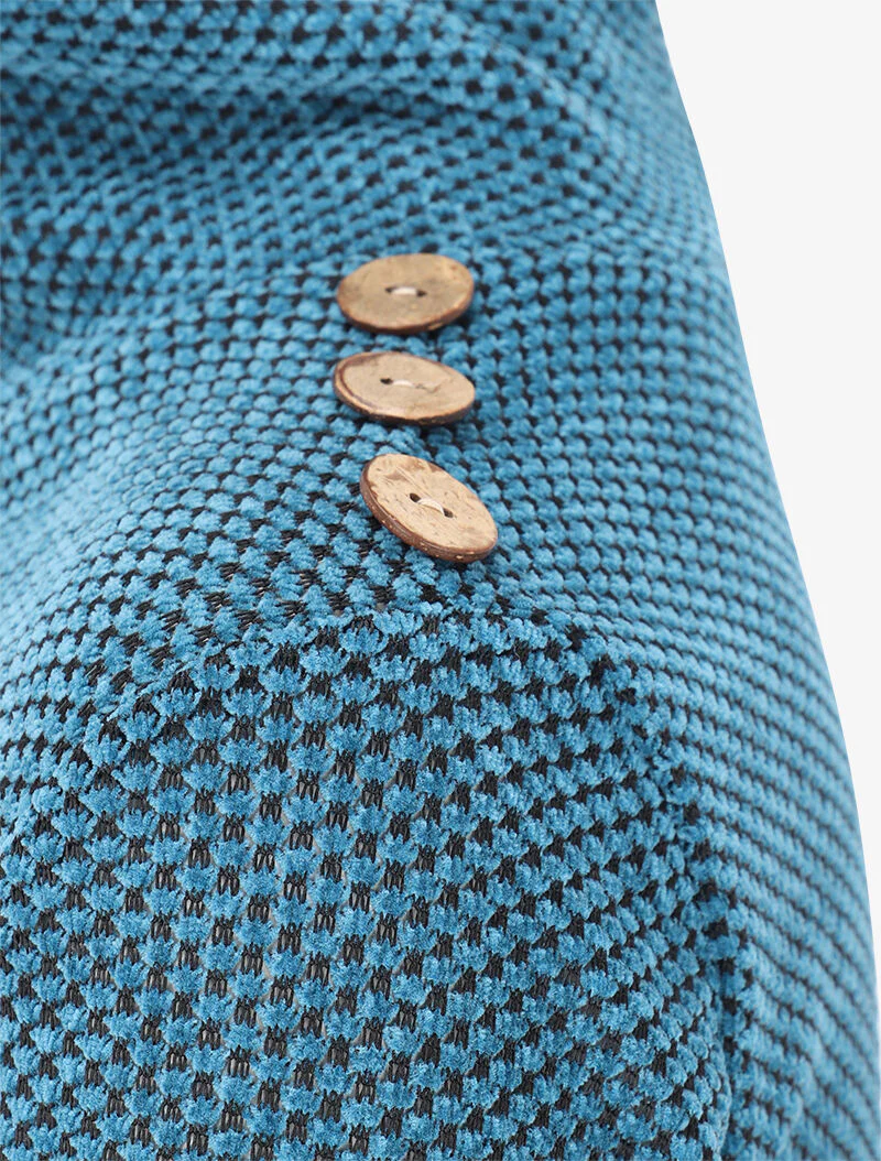 Getextureerde trui met opstaande kraag - Blauw - Image 3
