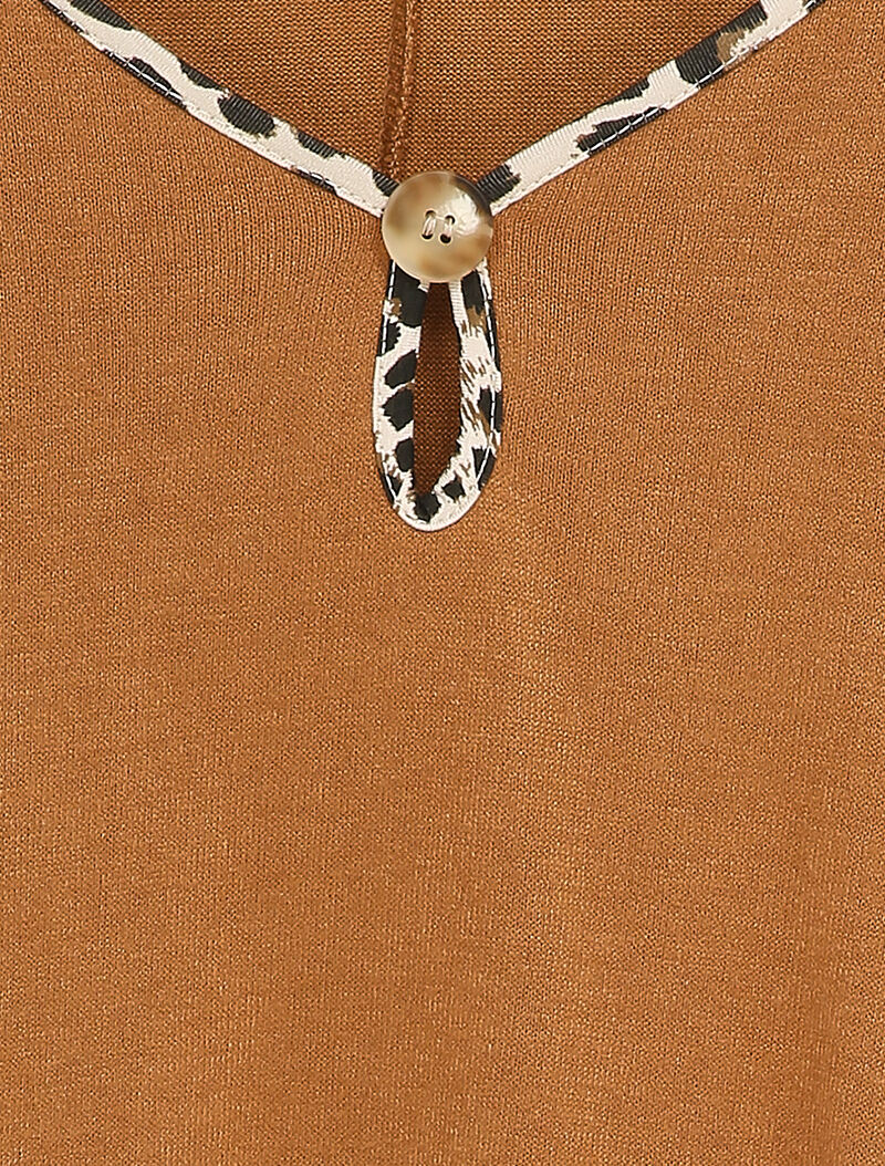 Pull einde met luipaardprint biezen - Camel - Image 3