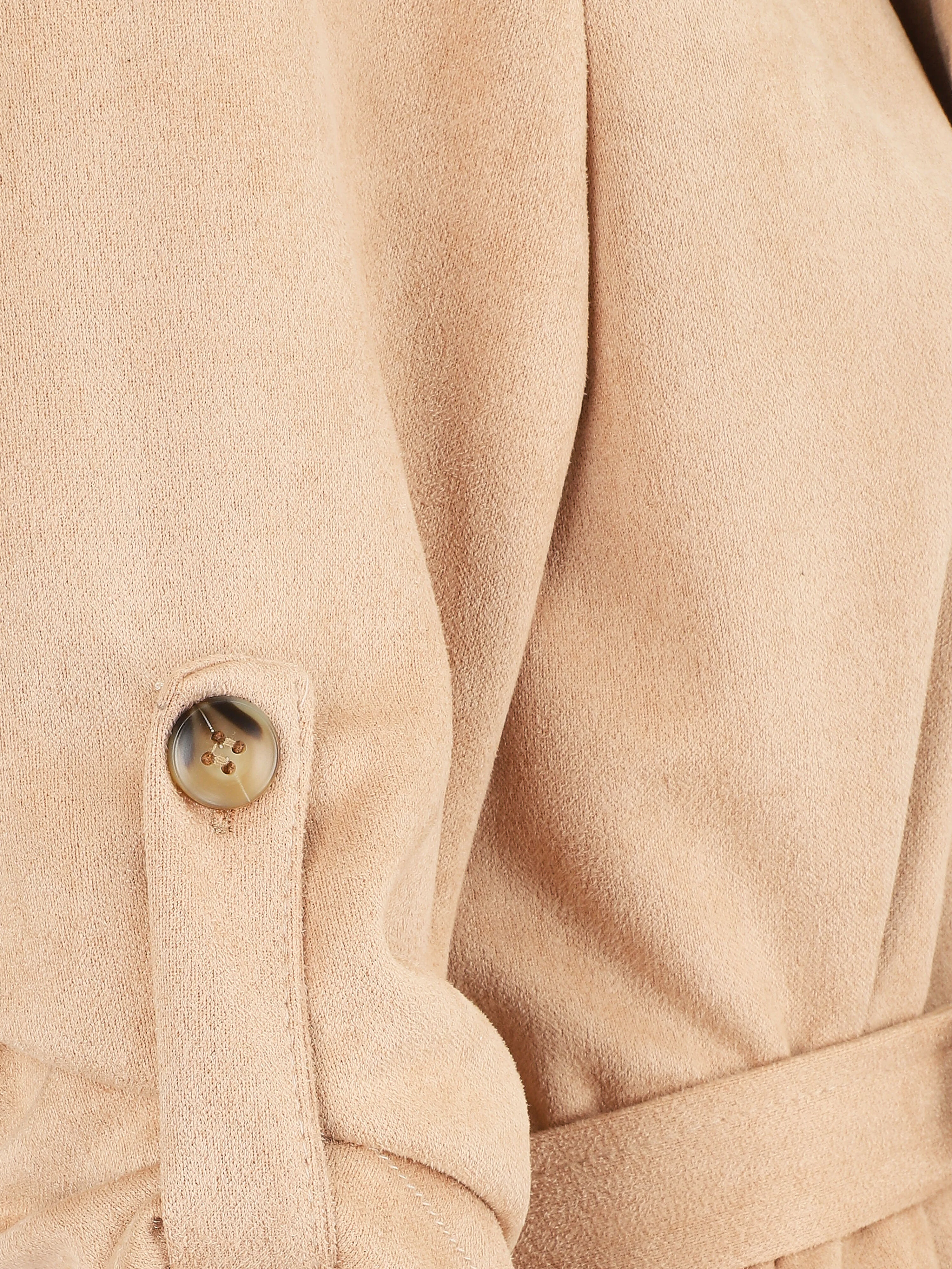 Trenchcoat met afneembare mouwen van suède - beige - Image 3