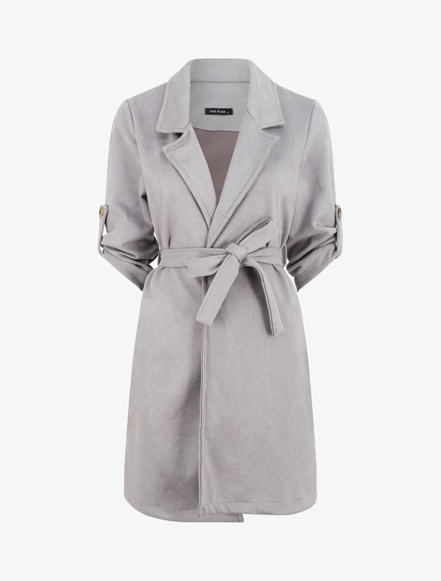 Trenchcoat met afneembare mouwen van suède - Grijs