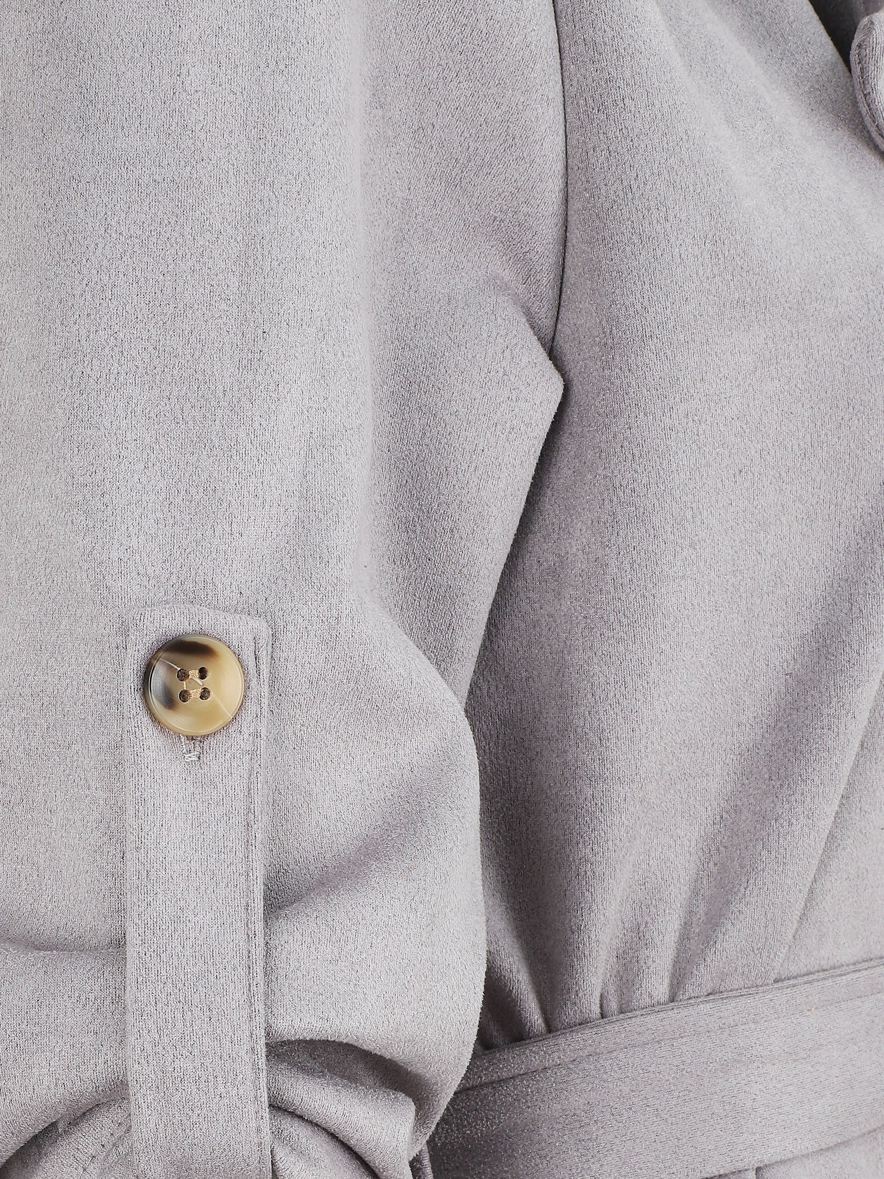 Trenchcoat met afneembare mouwen van suède - Grijs - Image 3