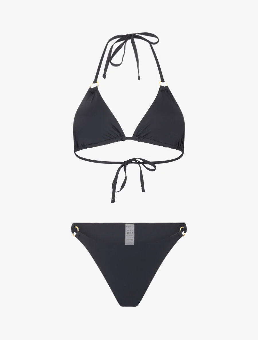 Triangel Bikini met Ringen - Zwart