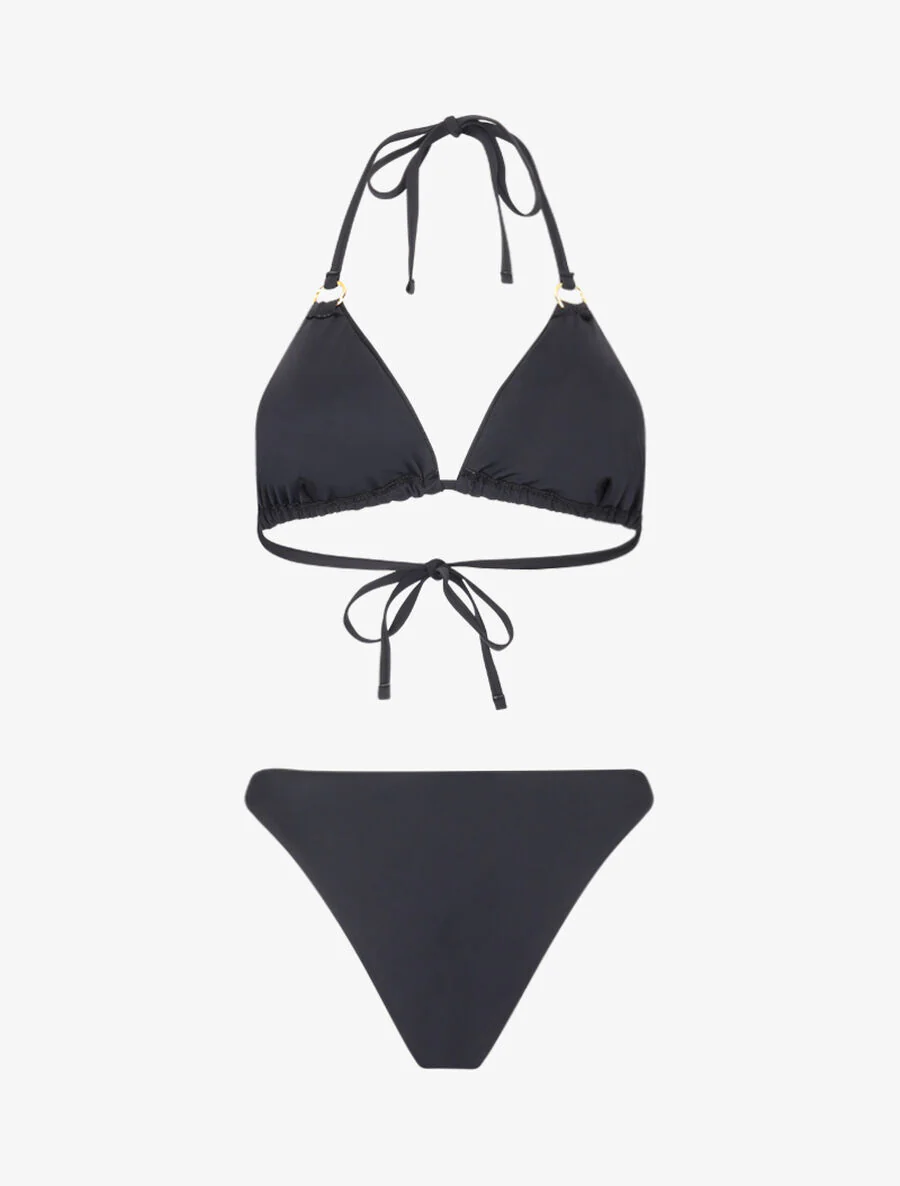 Triangel Bikini met Ringen - Zwart - Image 2