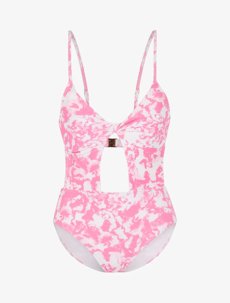 Trikini met vervaagde print - roze/wit
