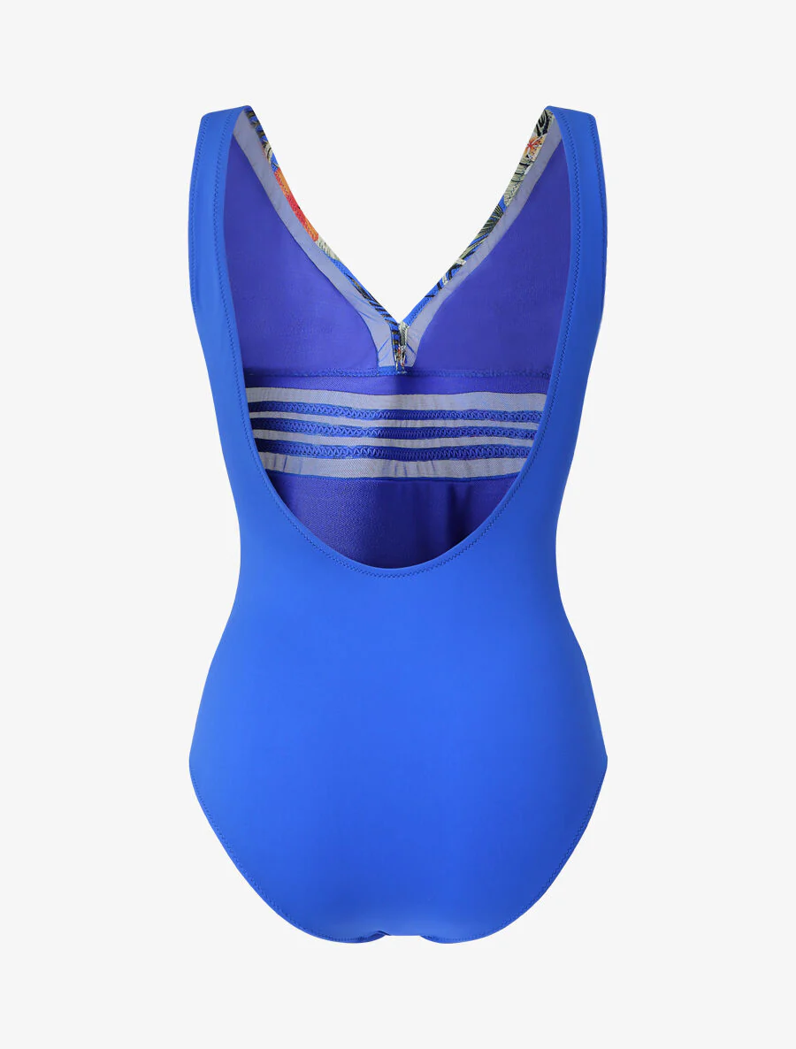 Tropisch badpak met tule bies - Blauw - Image 2
