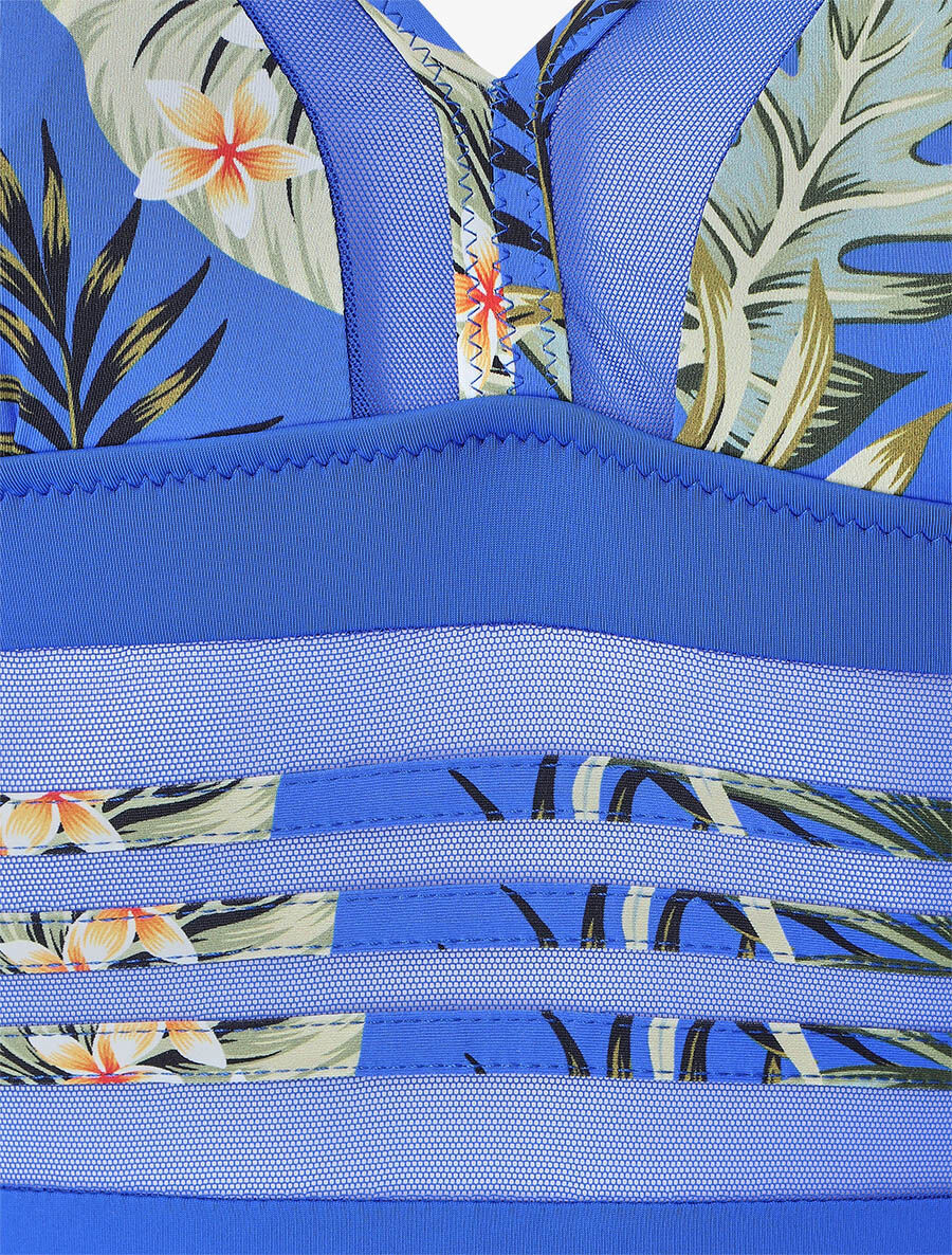 Tropisch badpak met tule bies - Blauw - Image 3