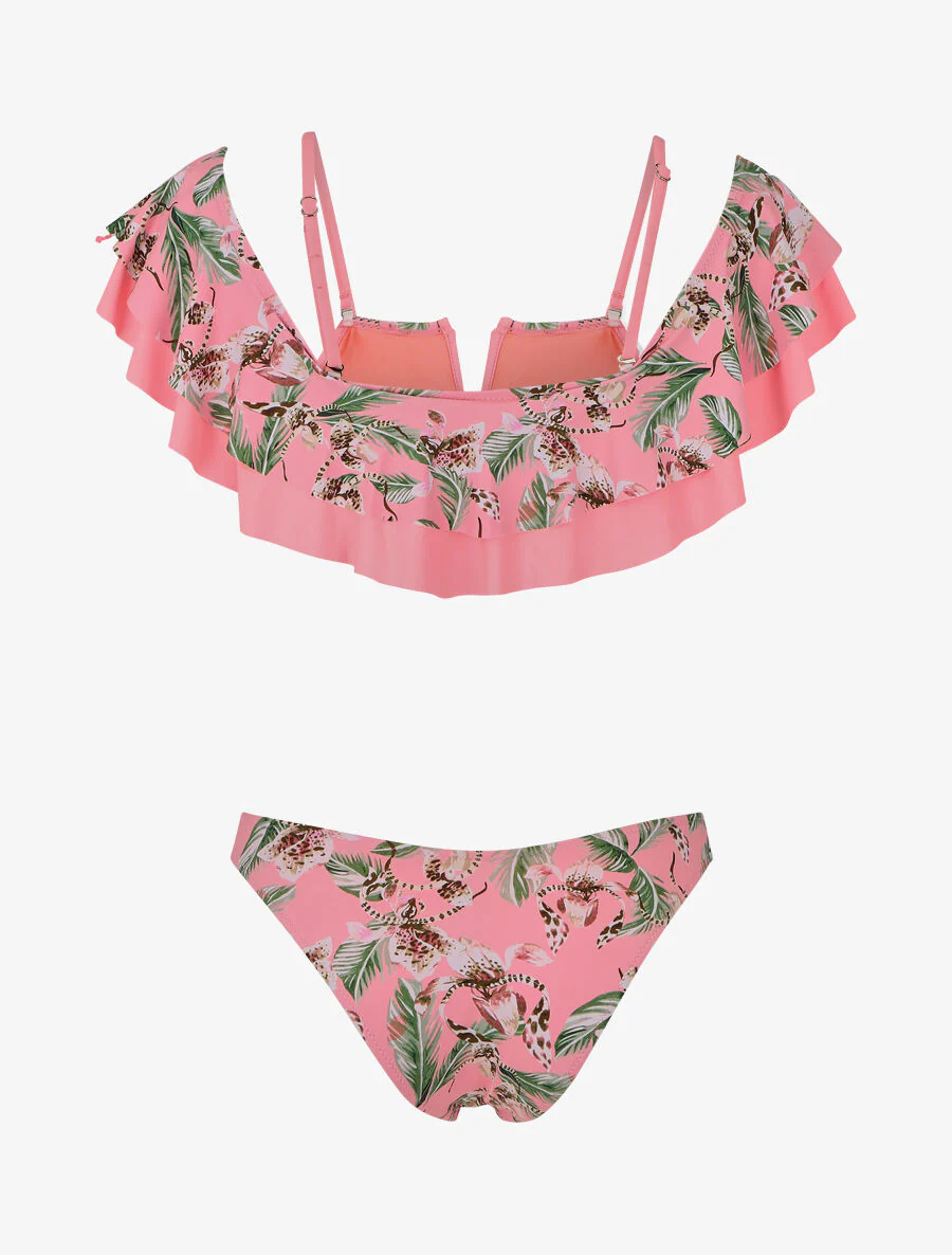 Tropische bikini met franjes - Felroze - Image 2