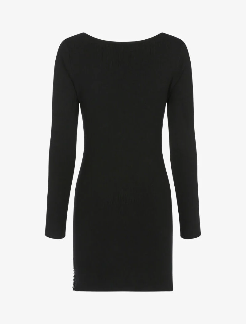 Trui jurk met rits met strass en kant - zwart - Image 2