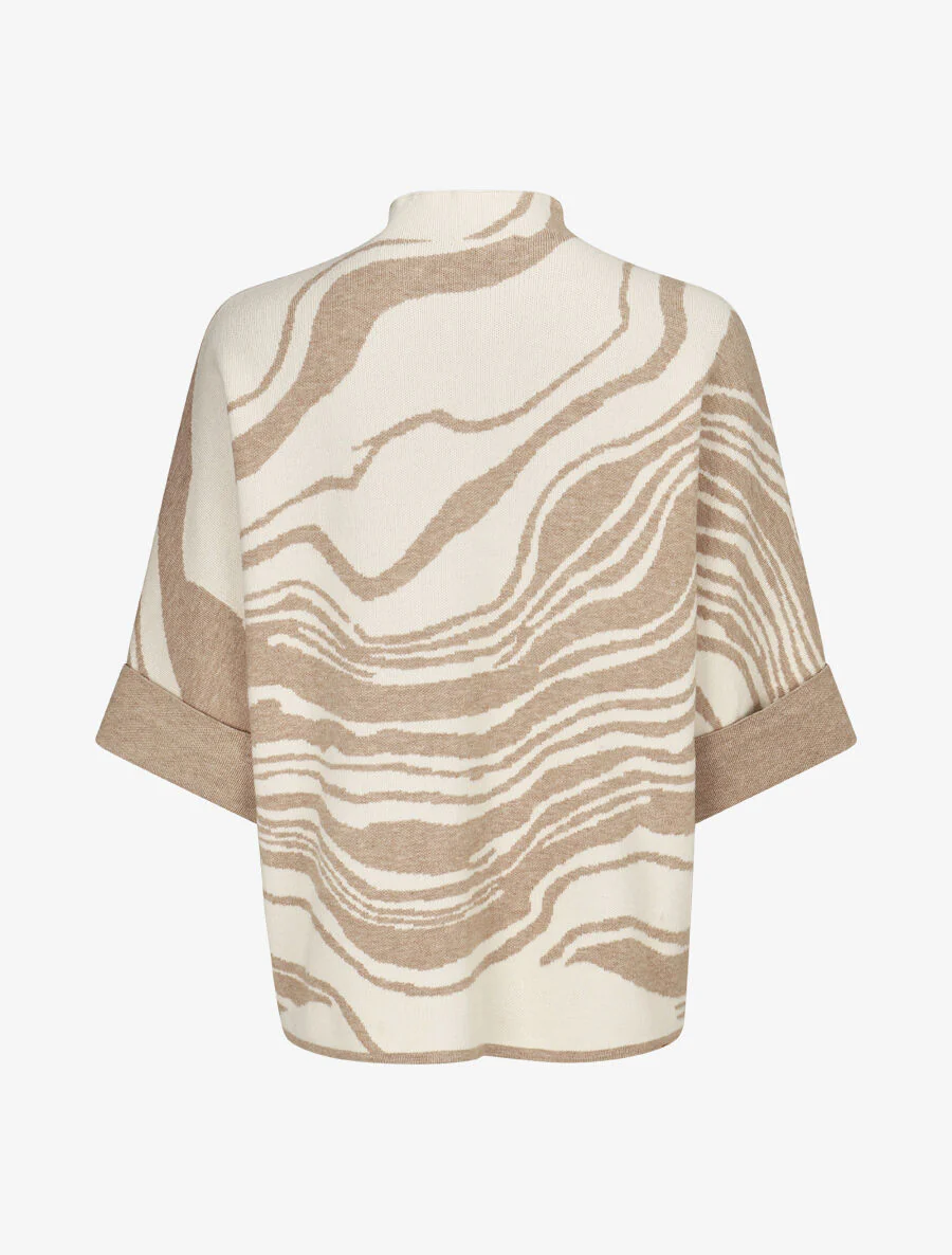 Trui met korte mouwen en opstaande kraag - taupe - Image 2