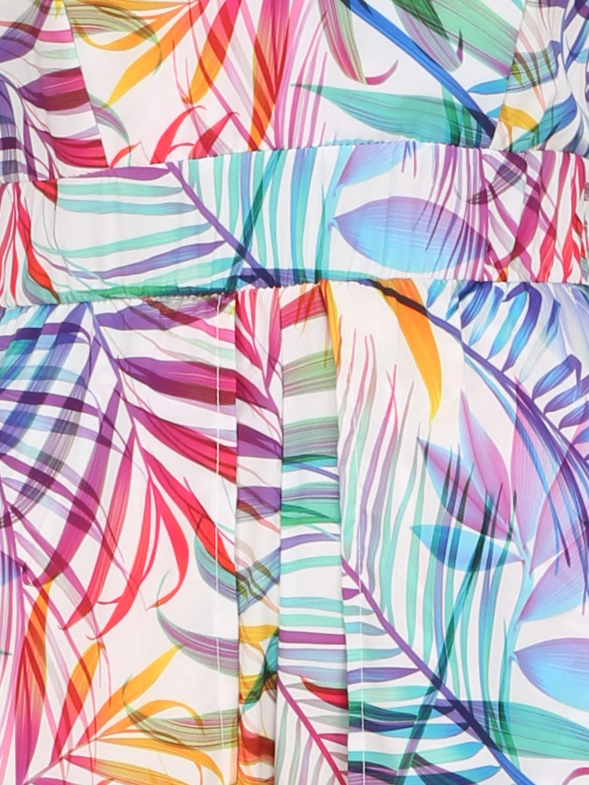 Trompe-l'oeil jumpsuit met tropische bladeren print - Wit - Image 3