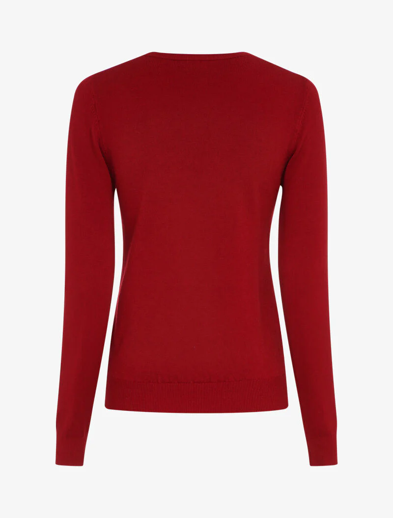 Trui met V-hals en kant - Rood - Image 2
