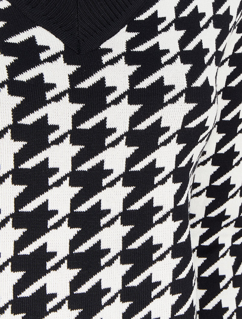Trui met V-hals en print - Zwart/wit - Image 3