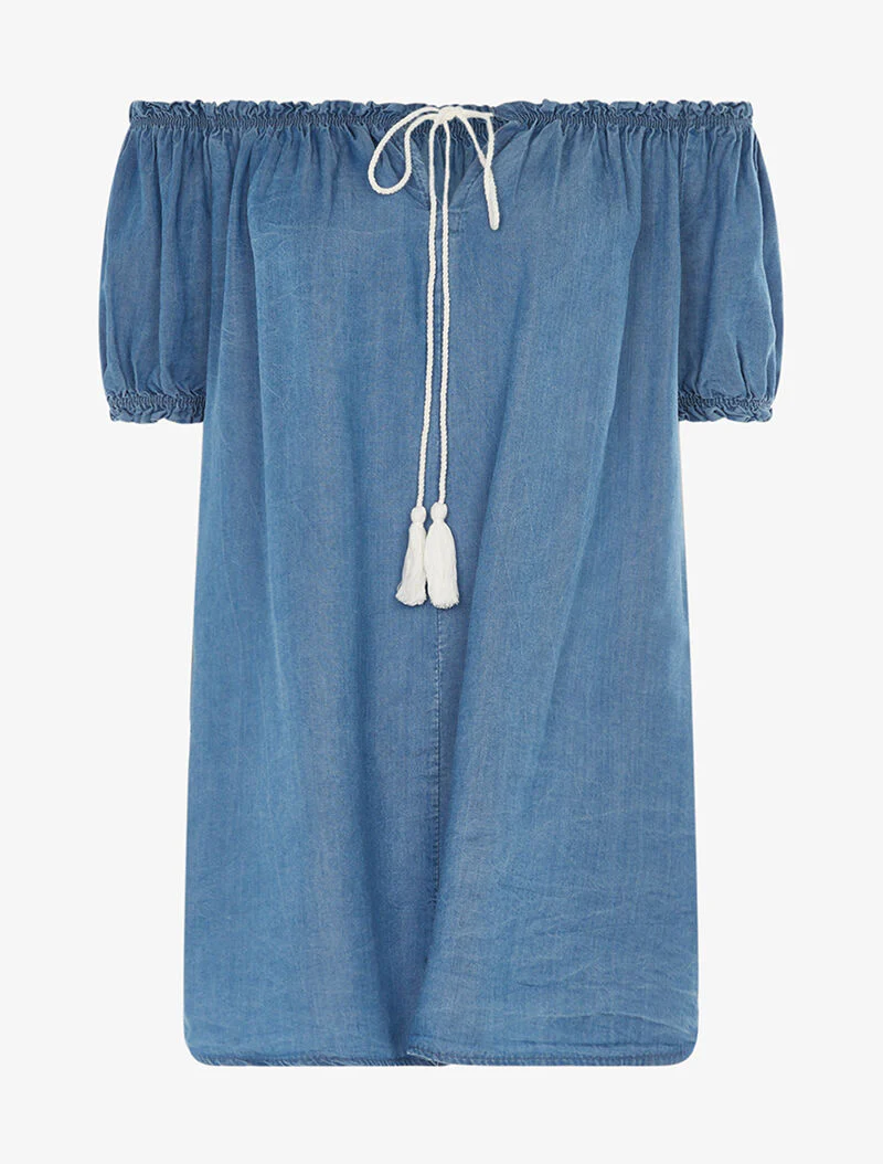 Tuniek met koordhals - denim