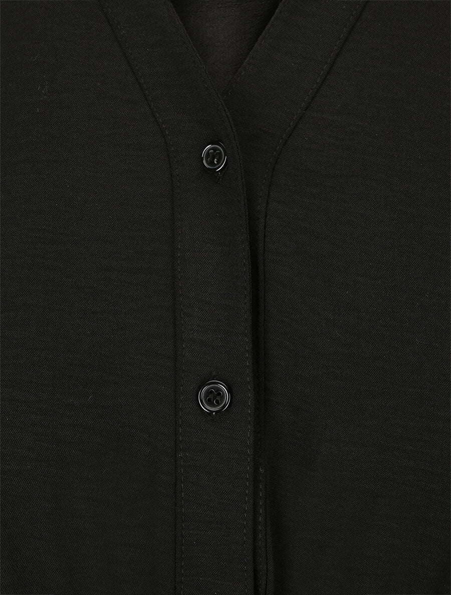 Tunisische kraag plooirok - Zwart - Image 3