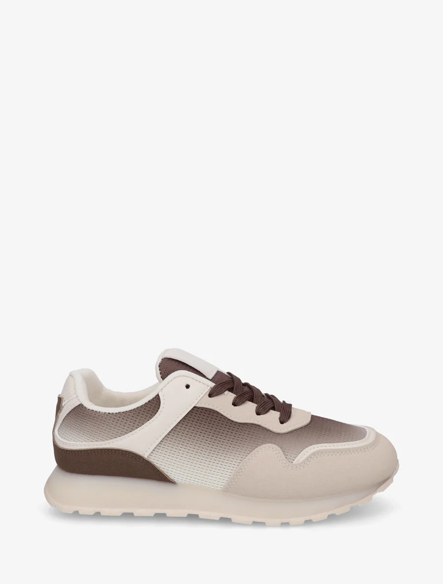 Tweedelige sneakers met dikke zool - Bruin