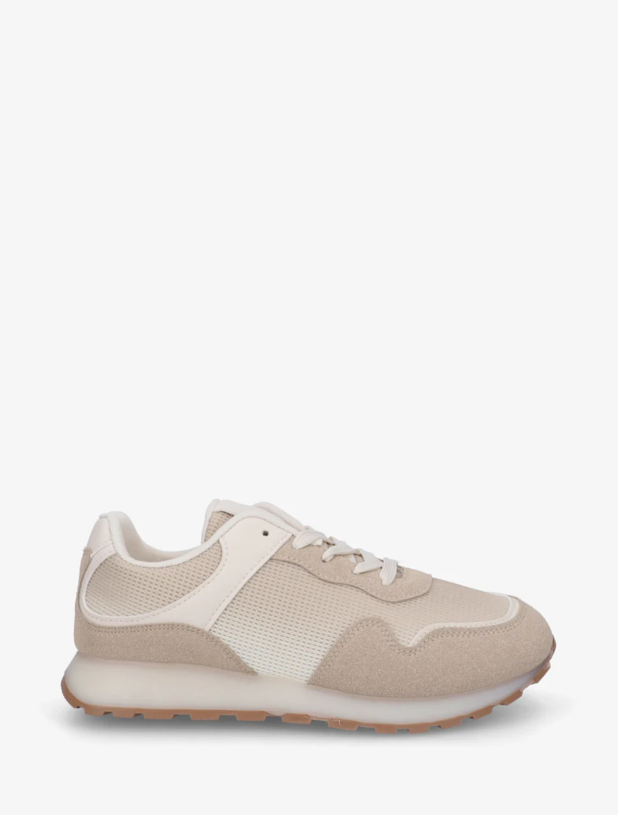 Tweedelige sneakers met dikke zool - Beige