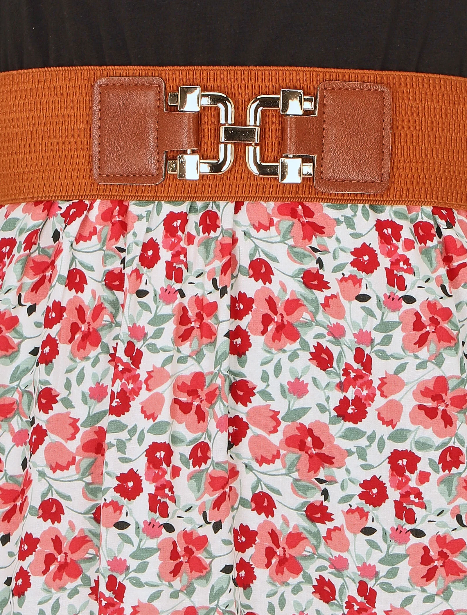 Tweekleurige jurk met kleine bloemenprint - Wit - Image 3