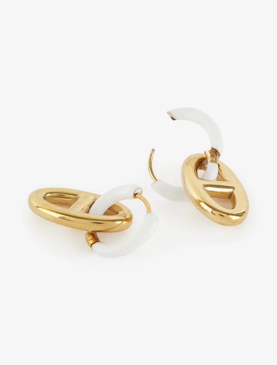 Tweekleurige oorbellen met maritieme schakels - Goud - Image 3
