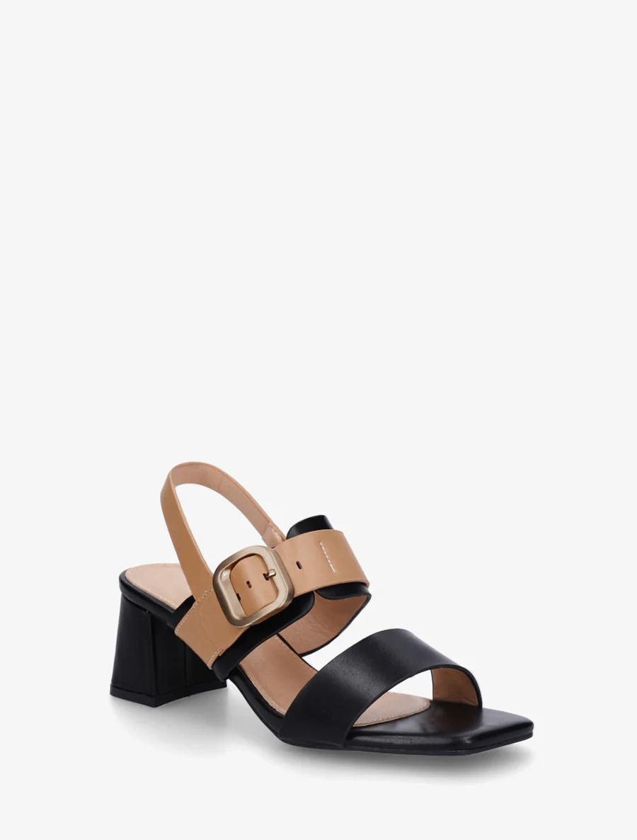 Tweekleurige sandalen met hak - Zwart - Image 2
