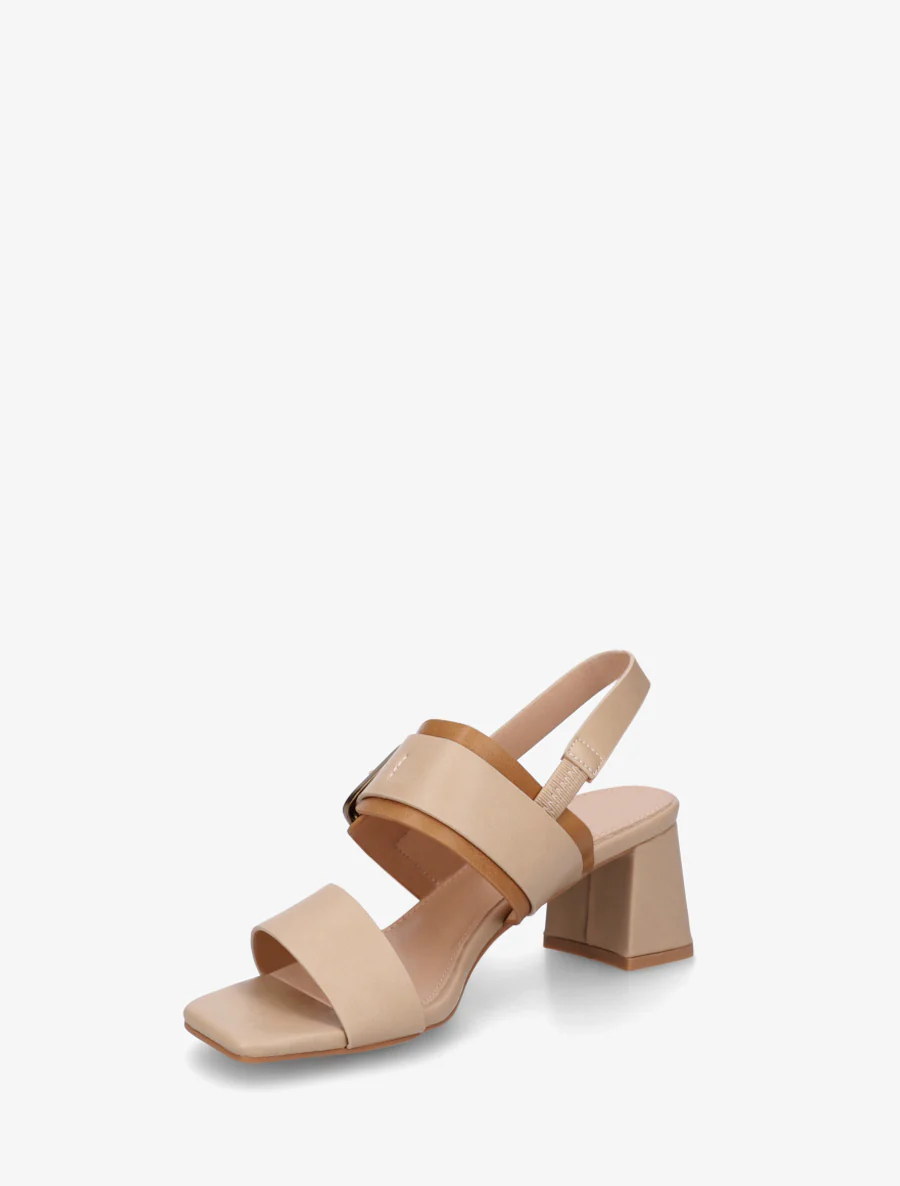 Tweekleurige sandalen met hak - Beige - Image 3