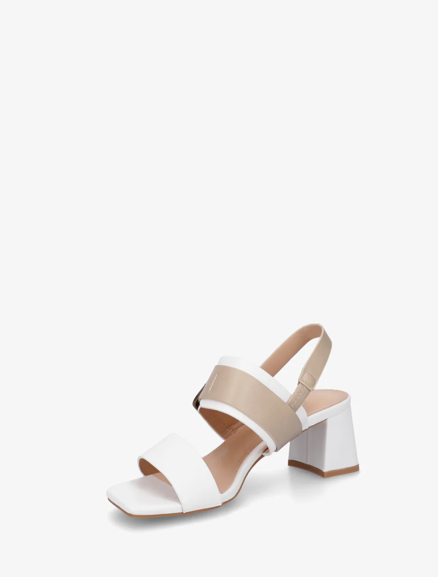 Tweekleurige sandalen met hak - Wit - Image 3