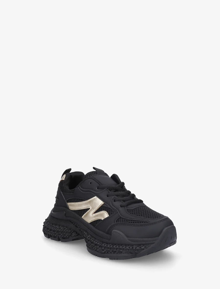 Tweekleurige sneakers met een gestructureerde zool - Zwart - Image 2