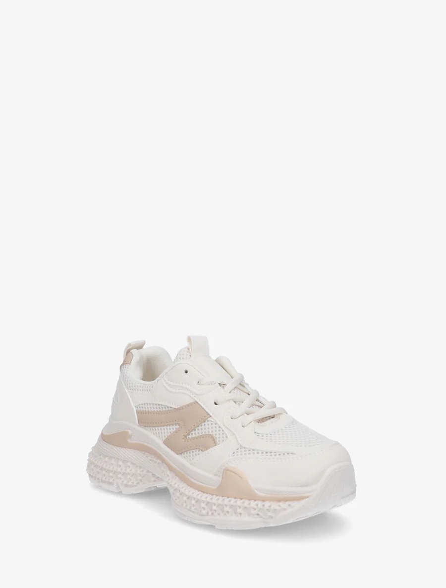 Tweekleurige sneakers met een gestructureerde zool - Beige - Image 2