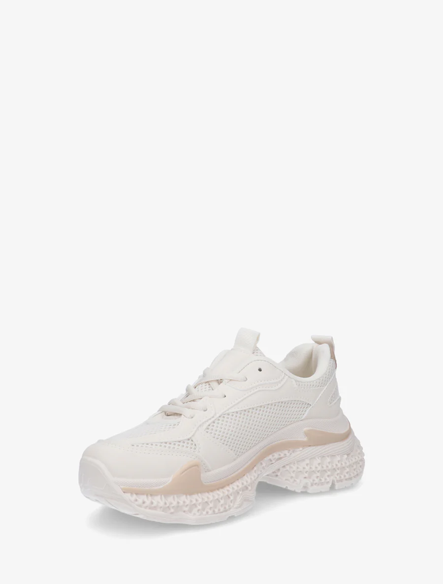 Tweekleurige sneakers met een gestructureerde zool - Beige - Image 3