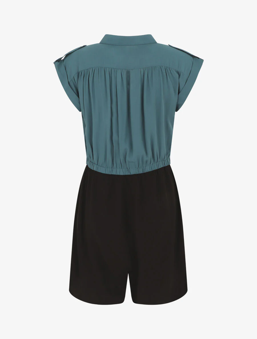 Tweekleurige soepele combishorts - blauw - Image 2