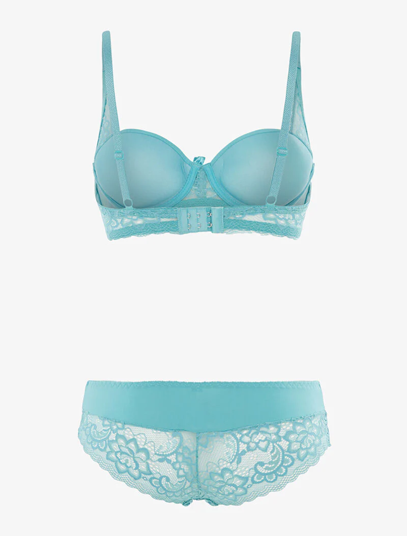 In elkaar passend tweedelig ensemble - turquoise - Image 2