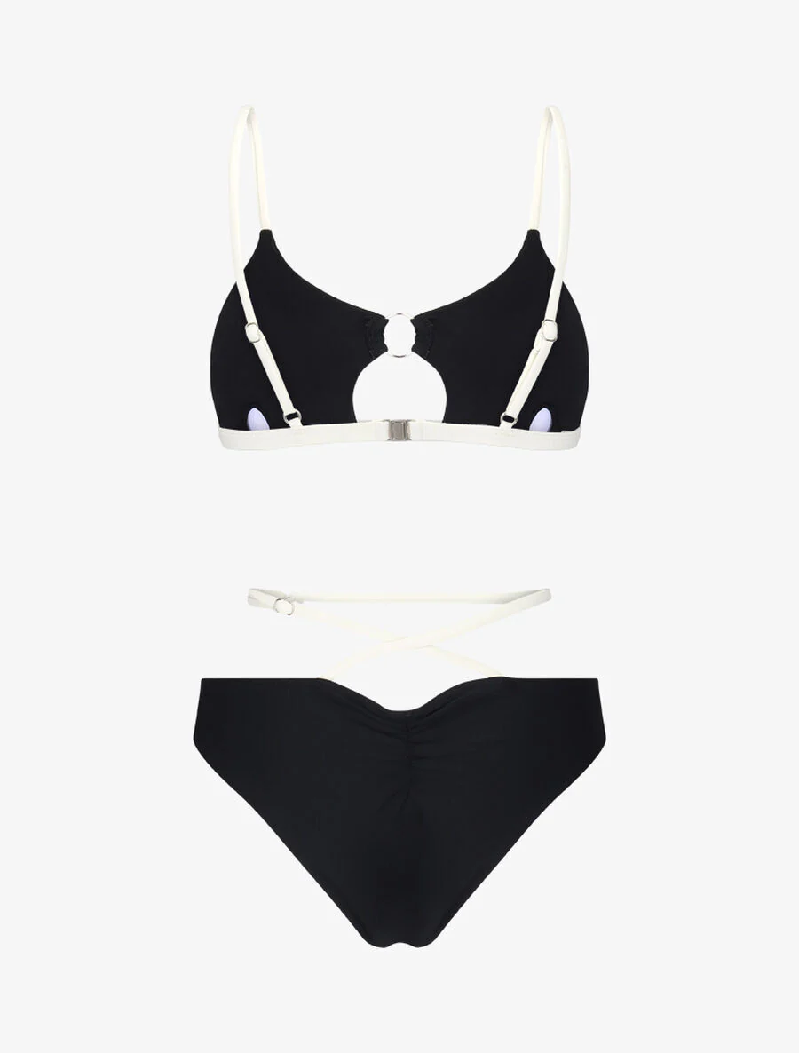 Uitgesneden bikini met ring - Zwart - Image 2