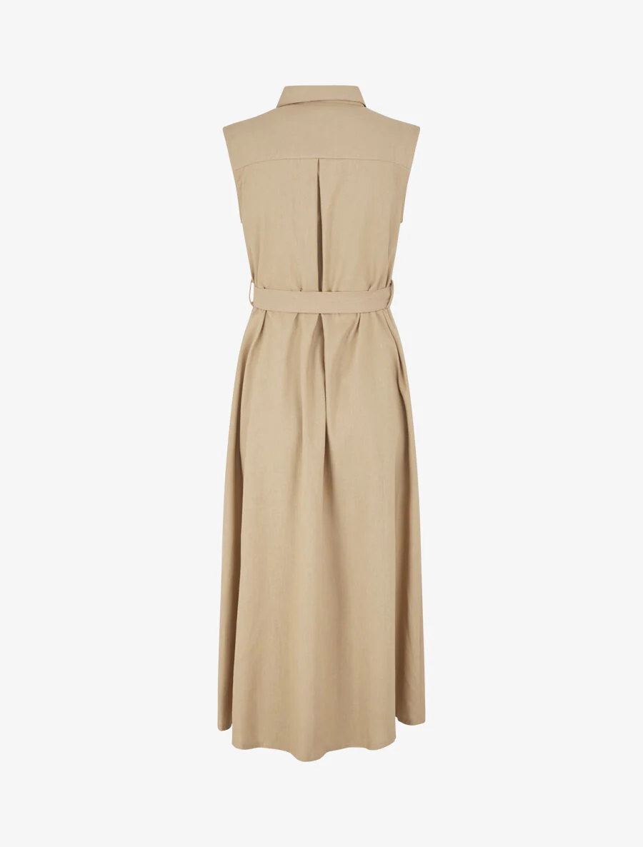 Uitlopende jurk met knopen en zakken - beige - Image 2
