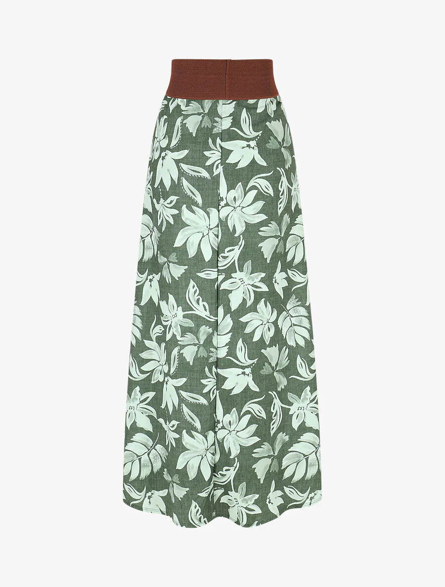 Uitlopende rok met bloemenprint - Kakigroen - Image 2