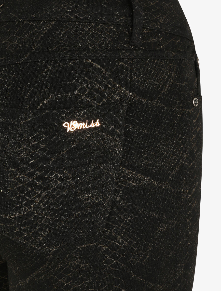 Ultra strakke broek met gouden schubbenprint - Zwart - Image 3