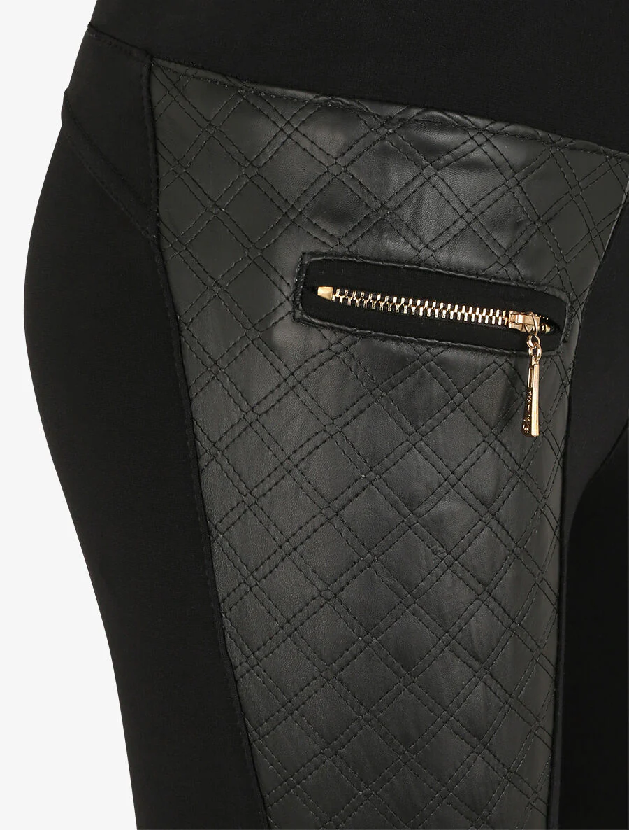 Ultra strakke legging met dubbel materiaal en ritsen - Zwart - Image 3