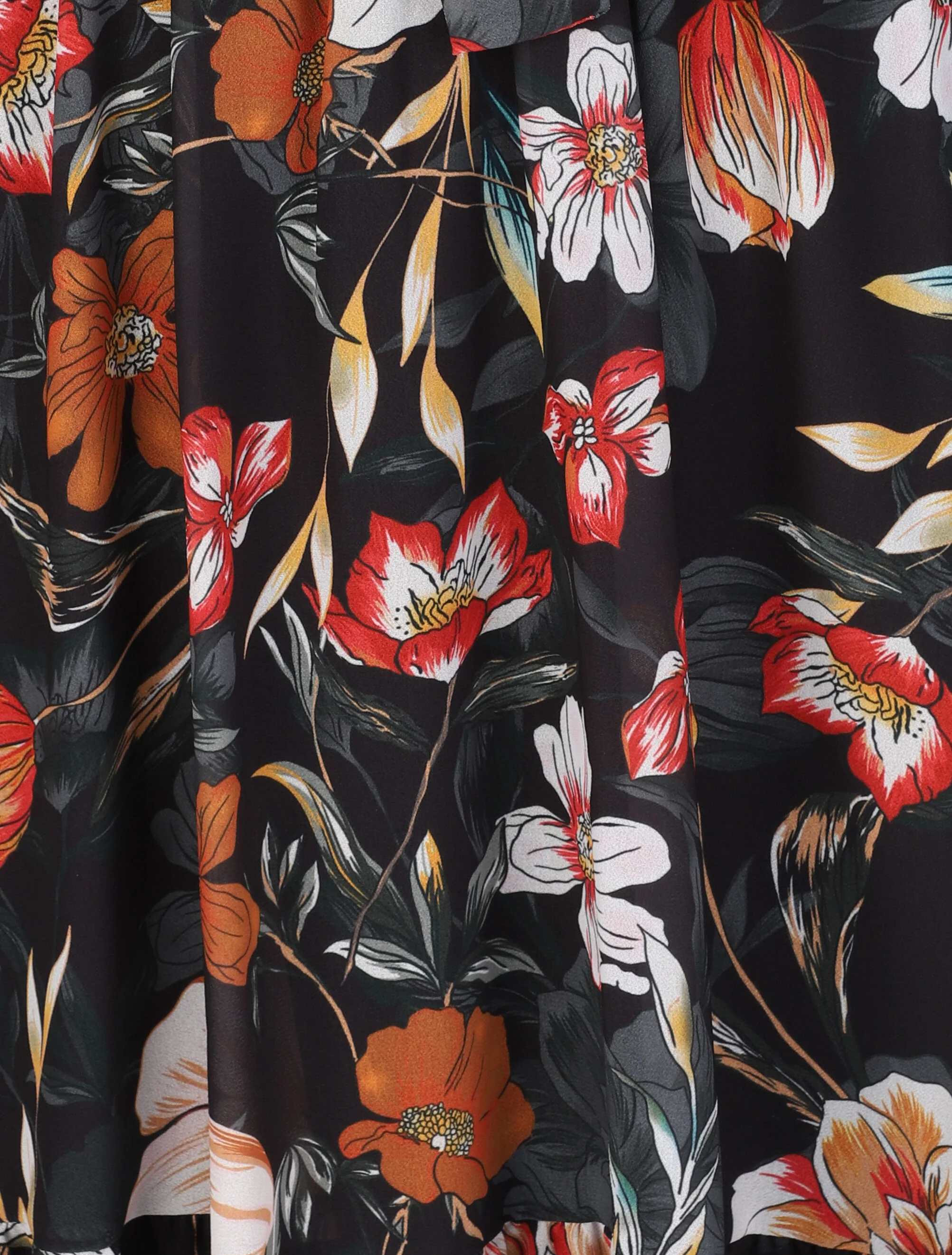 V-hals bloemenprint maxi jurk - Zwart - Image 3