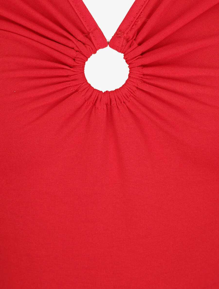 V-hals body met ring detail - Rood - Image 3